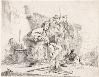 GIOVANNI B. TIEPOLO Two etchings from Vari Capricci.